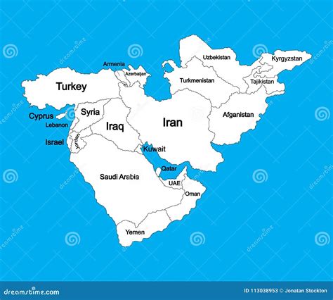 Editable Blank Vector Map of Middle East, Isolated on Background. Stock ...