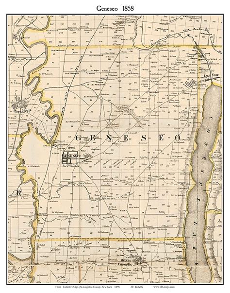 Geneseo, New York 1858 Old Town Map Custom Print - Livingston Co. - OLD MAPS