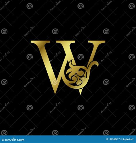 Gold Luxury Letter W Ornament Logo. Alphabet Monogram Gold Floral Deco ...