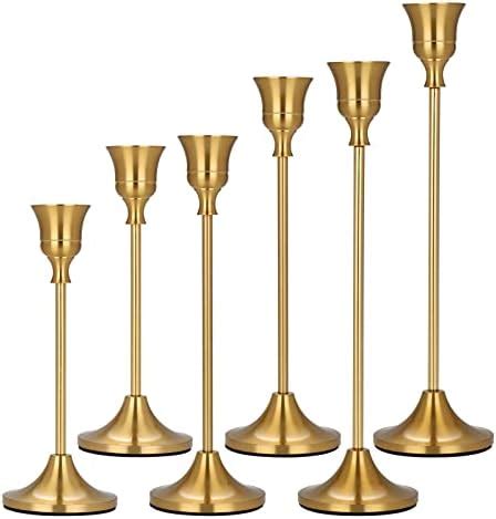 Amazon.com: Bochino Candlestick Holders Taper Candle Holders - Gold ...