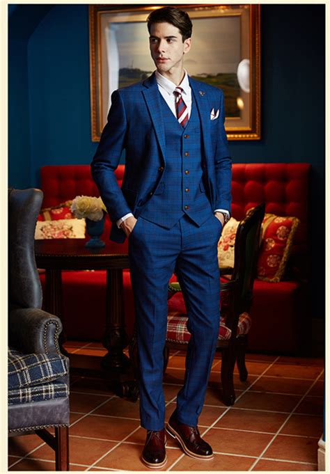 Bespoke 3 Piece Check 100% Wool Men′s Wedding Suits - China Suits and ...