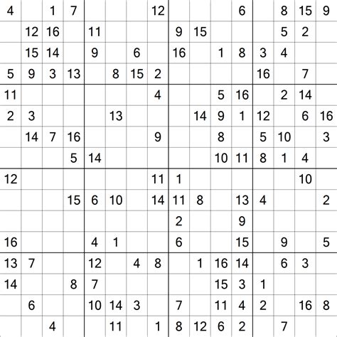 16x16 Sudoku Printable - Printable Word Searches