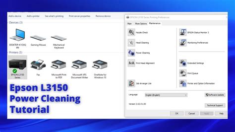 Epson L3150 Power Cleaning Tutorial - YouTube