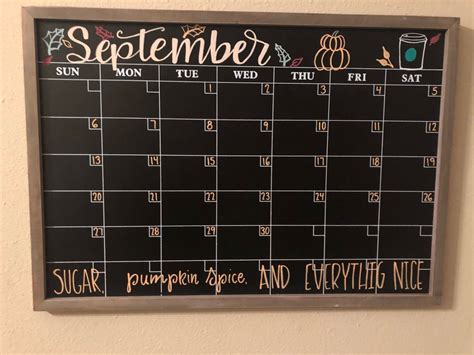 September DIY chalk board calendar🍂🍁 | Chalkboard calendar, Whiteboard ...