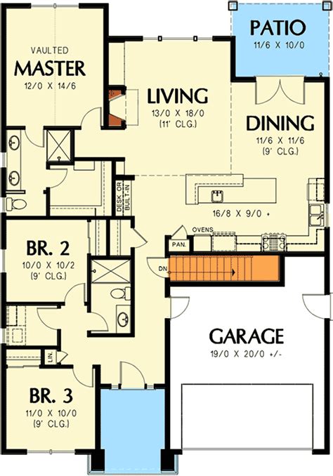 Plan 69554AM: 3 Bedroom Craftsman Ranch Home Plan | Floor plans ranch ...