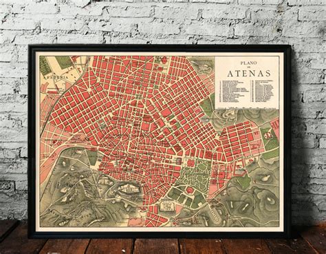 Old map of Athens Fine archival reproduction on paper or | Etsy