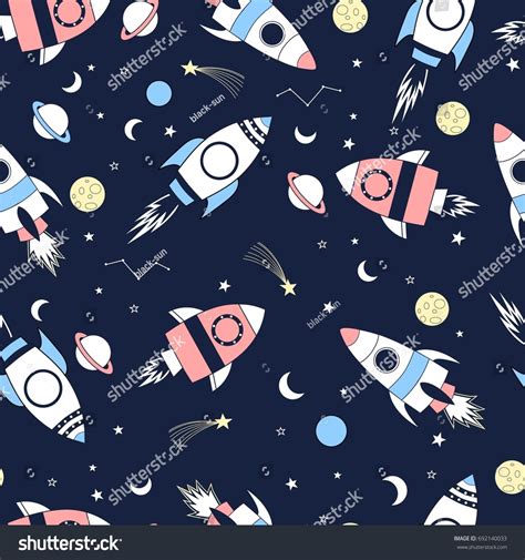 Space Seamless Pattern Print Design Vector Stock Vector (Royalty Free ...