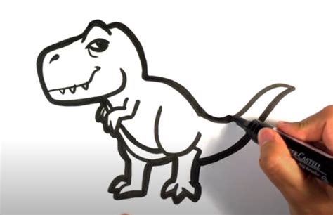 How to Draw a T-rex | Easy dinosaur drawing, Easy pictures to draw, T-rex drawing