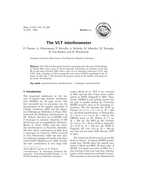 (PDF) The VLT interferometer