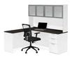 71" x 63" White & Deep Gray L-shaped Desk & Hutch by Bestar - OfficeDesk.com