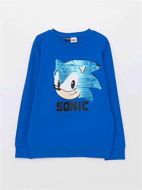 Crew Neck Sonic Printed Reversible Sequined Long Sleeve Boy T-Shirt -S34999Z4-HGU - S34999Z4-HGU ...