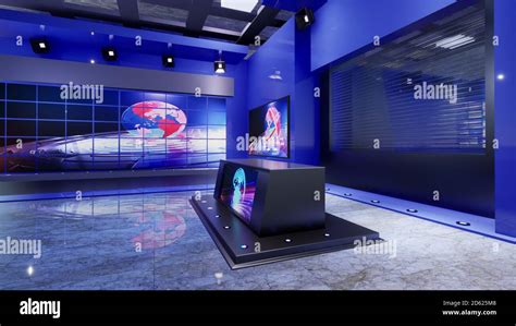 News Studio, Backdrop For TV Shows .TV On Wall.3D Virtual News Studio Background, 3d ...