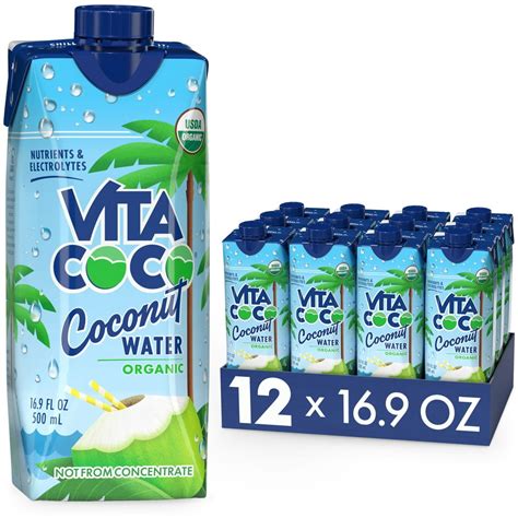 Vita Coco Coconut Water, Pure Organic, 16.9 fl oz Tetra (Pack of 12) - Walmart.com - Walmart.com