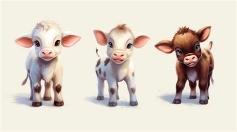 Premium AI Image | A cartoon of three baby cows, one of which is called a cow.