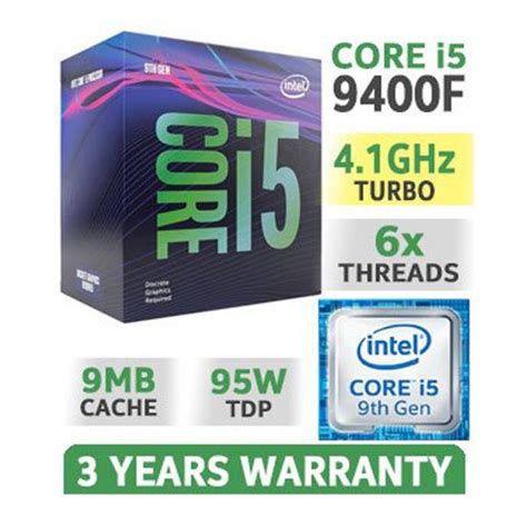 CPU Intel Core i5-9400F 2.90Ghz Turbo up to 4.10GHz / 9MB / 6 Cores, 6 ...