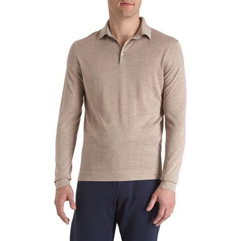 Malo Long Sleeve Polo Shirt in Brown for Men (tan) | Lyst