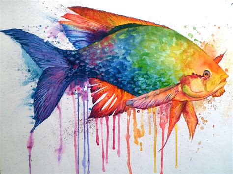 Colourful fish | Watercolor fish, Abstract fish painting, Colorful ...