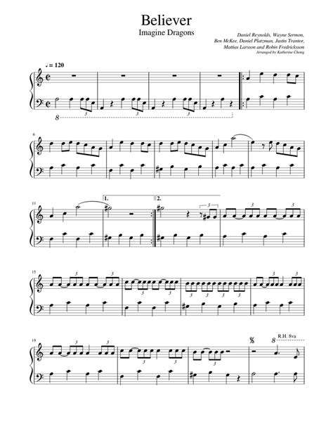 Believer Easy piano Sheet music for Piano (Solo) | Musescore.com