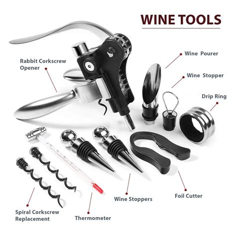 Rabbit Wine Corkscrew Gift Set 9 Pc W/premium Wood Case - The All In ...