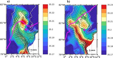 (a) Model Absolute Salinity (SA) (g/kg) at 318 m illustrating times... | Download Scientific Diagram