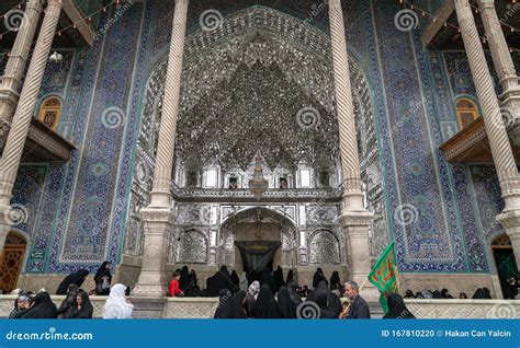 Visitors and Worshippers Inside of Shrine of Fatima Masumeh in Qom ...