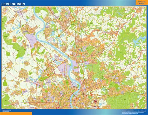 Leverkusen wall map in Germany | Wall maps of countries of the World