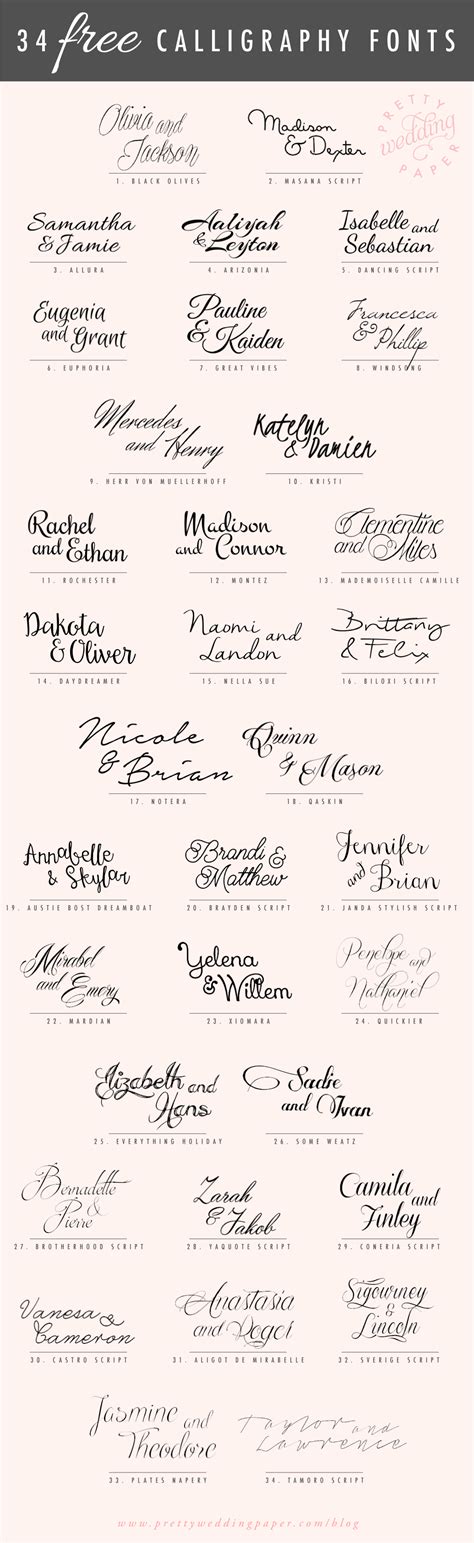 34 Free Calligraphy Script Fonts for Wedding Invitations - Pretty ...