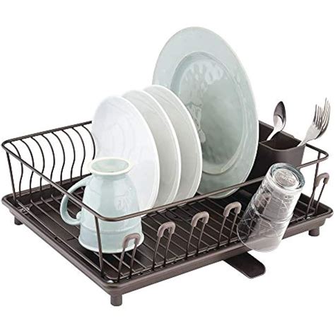 MDesign Dish Racks Large Metal Kitchen Countertop, Sink Drying - Removable Tray, | eBay