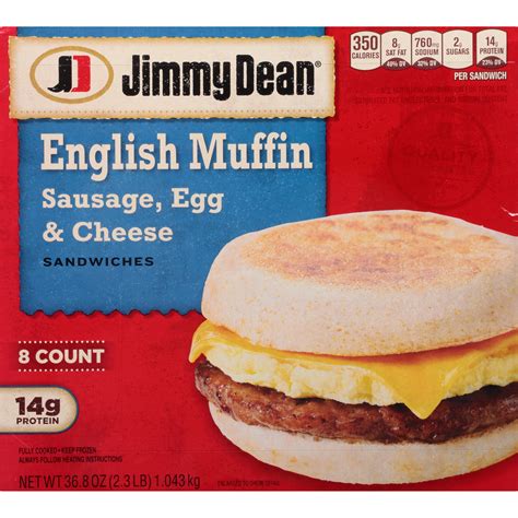 Jimmy Dean® Sausage, Egg & Cheese English Muffin Sandwiches, 8 Count ...