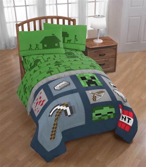 Minecraft Icon Boys Twin Comforter, Sheets & BONUS SHAM (5 Piece Bed In A Bag) - Walmart.com