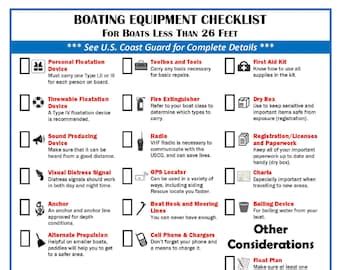 Laminated Boating Safety Education Equipment Checklist & Boat Knot How to Guide - Etsy