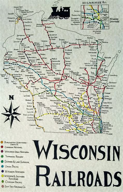 Wisconsin Railroads Map - Etsy