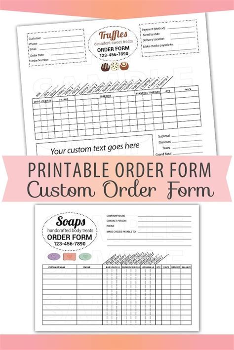 Free Printable Order Forms For Crafts