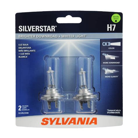 SYLVANIA H7 SilverStar Halogen Headlight Bulb, 2 Pack