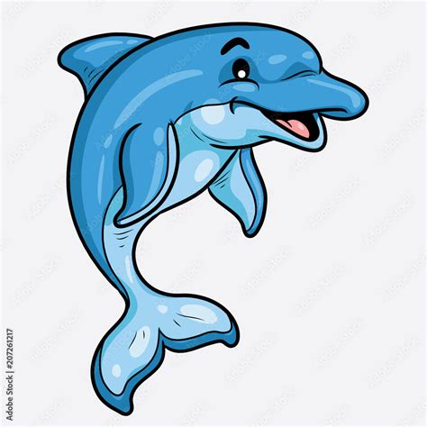 Dolphin Cute Cartoon Illustration of cute cartoon dolphin. Stock Vector ...