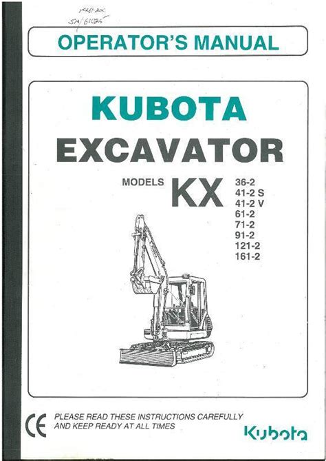 KUBOTA EXCAVATOR KX91-2 KX121-2 & KX161-2 OPERATORS MANUAL | eBay