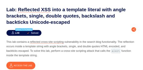 Reflected XSS into a template literal with angle brackets, single, double quotes, backslash and ...