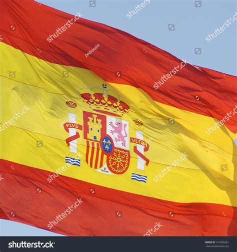 Close Up Of The Spanish Flag Waving Stock Photo 101099281 : Shutterstock