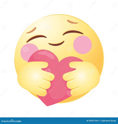 Social Media Emoji Hugging a Heart Stock Vector - Illustration of cartoon, smile: 202417647