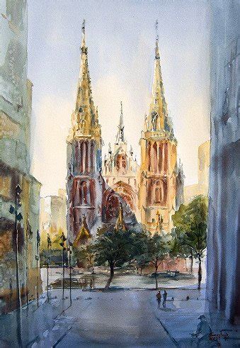 Catholic Church urban painting Painting by Anna Stratovich