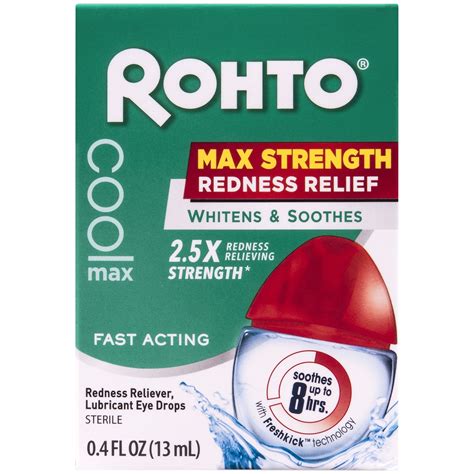 Rohto Cool Max Redness Relieving Eye Drops, 0.4 Oz - Walmart.com - Walmart.com