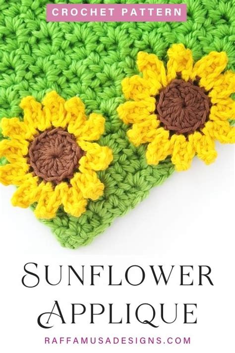 Sunflower Applique Large Sunflower Knit Crochet Appliques & Patches Notions trustalchemy.com