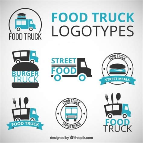 Hand Drawn Food Truck Logos With Blue Details | Food truck design, Food truck design logo, Food ...