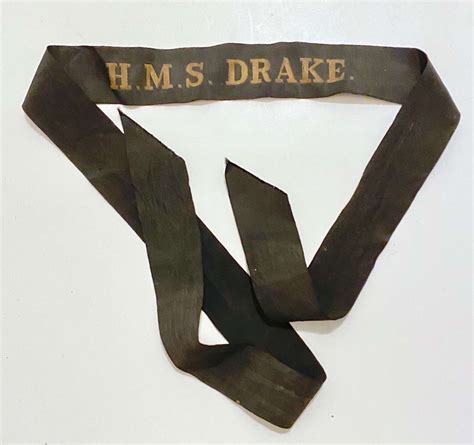 HMS Drake Royal Navy Other Rank’s Cap Tally Badge