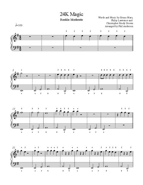 24K Magic by Bruno Mars Piano Sheet Music | Rookie Level