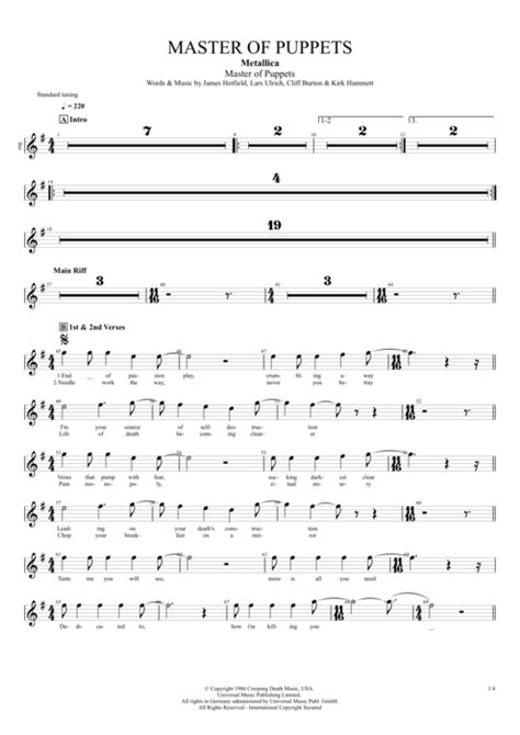 Master of Puppets Tab by Metallica (Guitar Pro) - Full Score | mySongBook