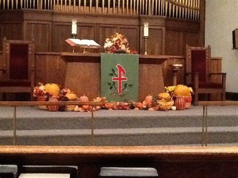 Thanksgiving church decorations | Our Sanctuary Christmas decorations 12/2012 | Fall church ...