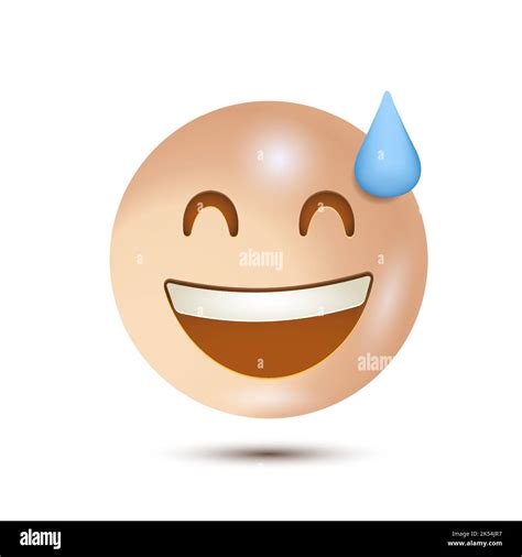 Phew emoji, grinning face with sweat, relief emoji. Vector illustration. emoji. 3D emoticon for ...