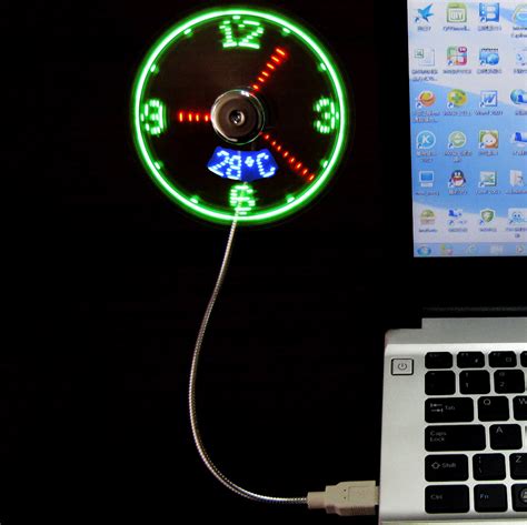 Flexible USB LED Clock Fan