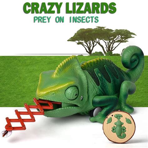 RC Robot Lizard Toys With Led Light Up & Catch Treats Electronic Color ...